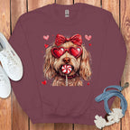 Adorable Dog with Heart Glasses and Bow Sweatshirt