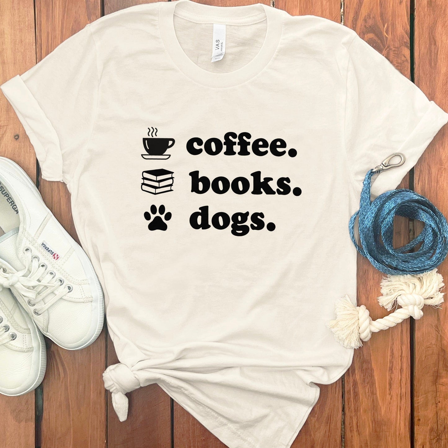 Coffee Books Dogs Graphic Tee Shirt Product