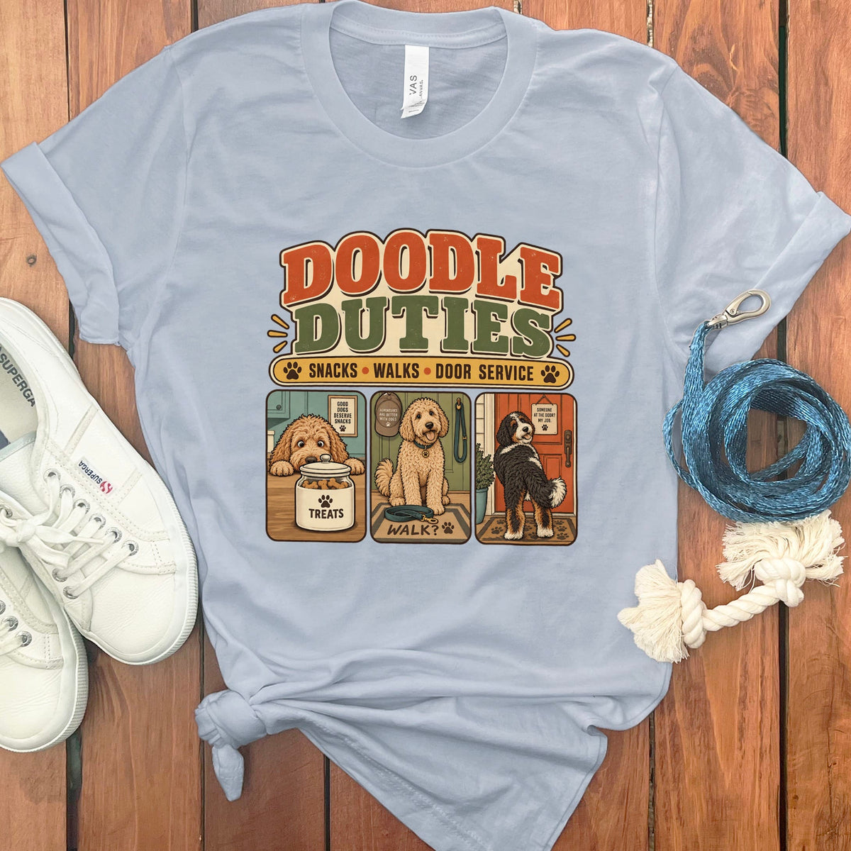 Doodle Duties T-Shirt in Light Blue / S by Puppy Jo
