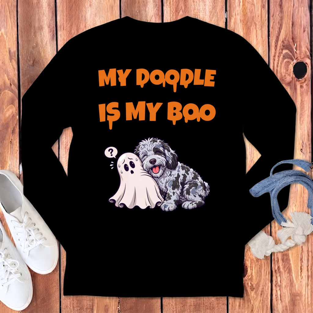 Merle Goldendoodle My Boo Long Sleeve T-Shirt in Black / S by Puppy Jo