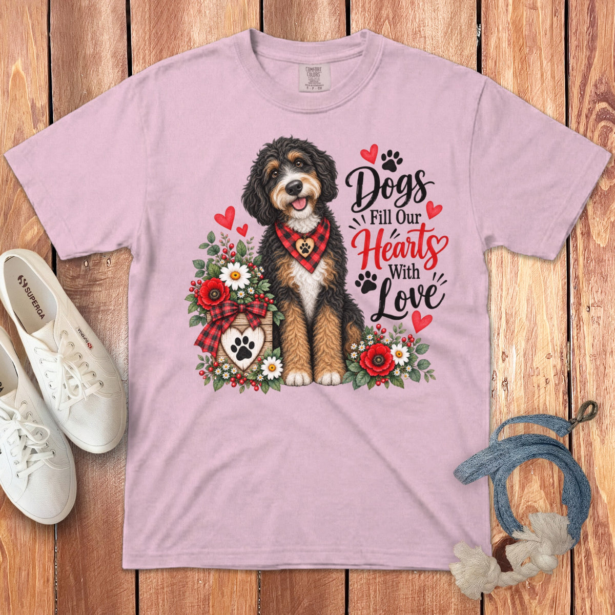Bernedoodle Hearts Love Signature T-Shirt