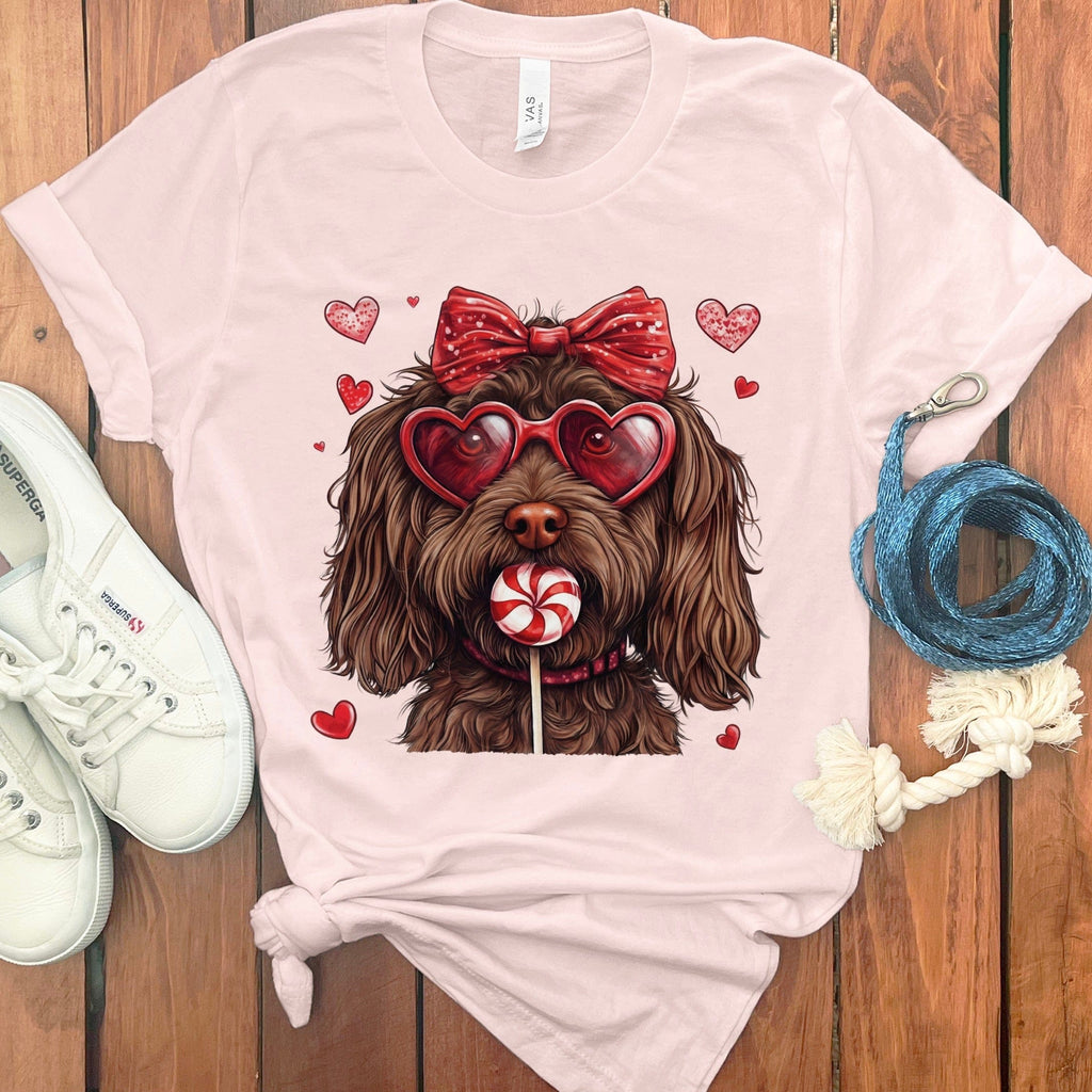 Cute Dog With Heart Sunglasses Valentine's T-Shirt