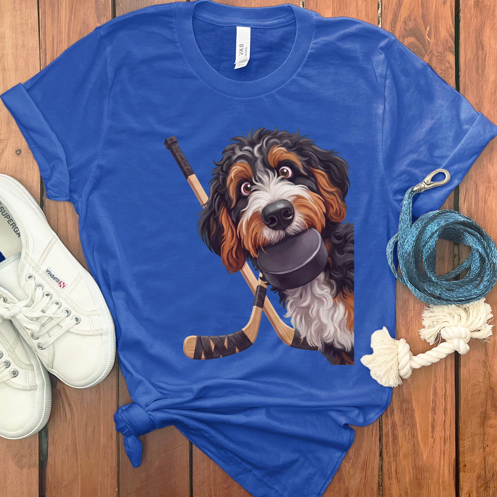 Bernedoodle Hockey T-Shirt in True Royal / S by Puppy Jo