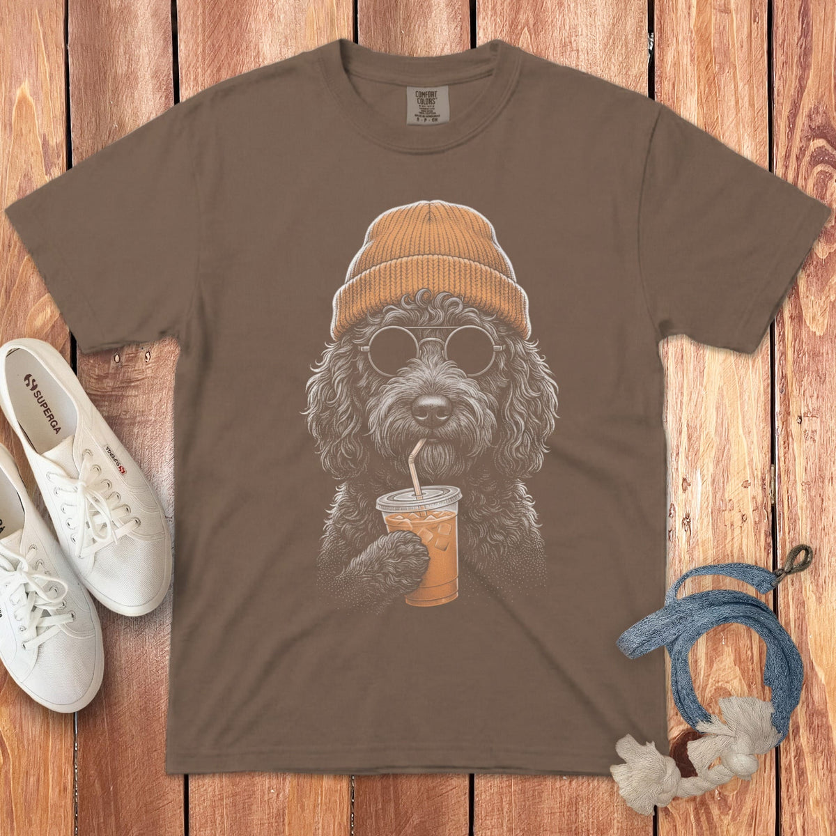 Black Goldendoodle Ice Latte Signature T-Shirt in Espresso / S by Puppy Jo