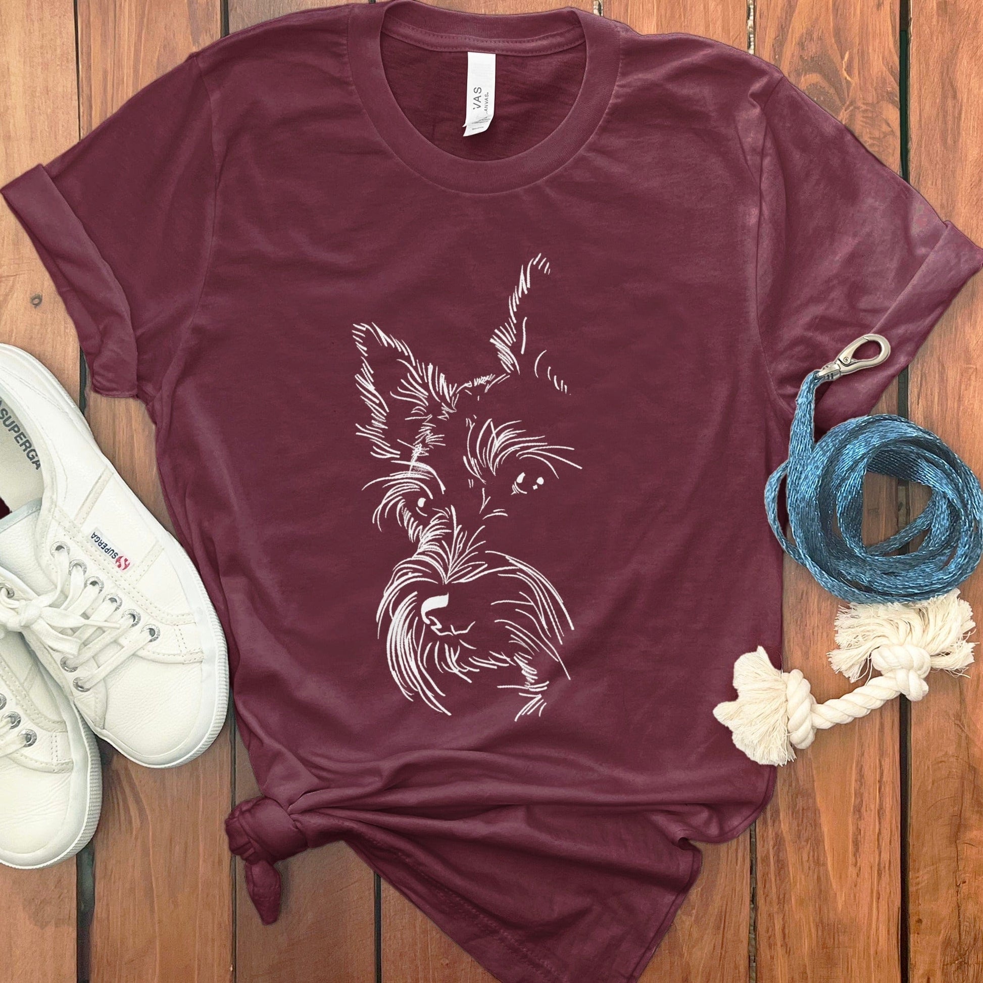 Dog Face Print Maroon Short Sleeve T-Shirt product type