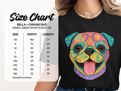 Colorful Artistic Pug Design Short Sleeve Tee product type