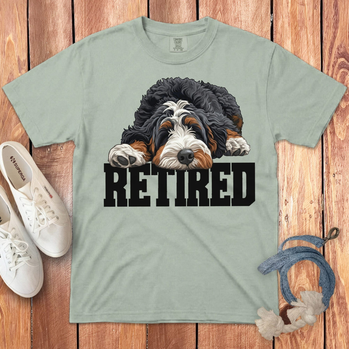 Retired Sleeping Bernedoodle Signature T-Shirt in Bay / S by Puppy Jo