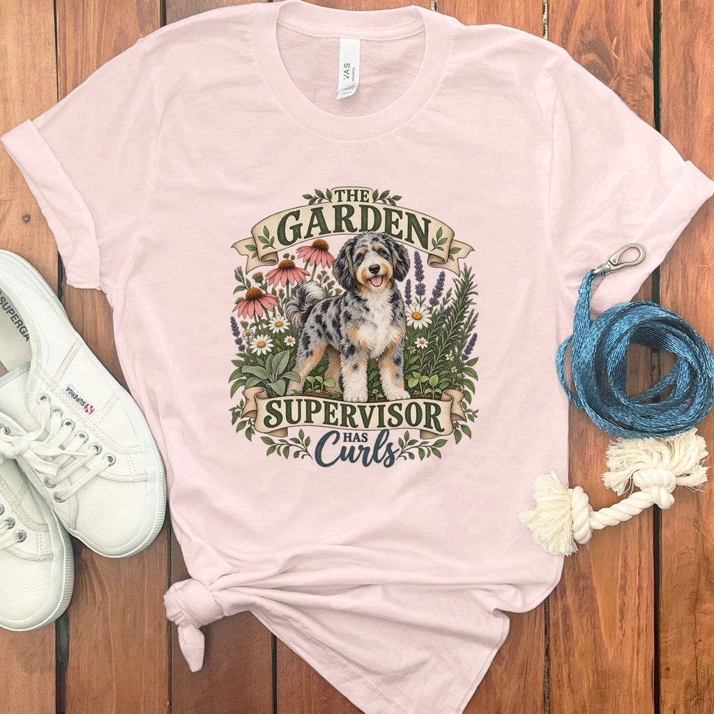 Aussiedoodle Garden Supervisor T-Shirt in Soft Pink / S by Puppy Jo