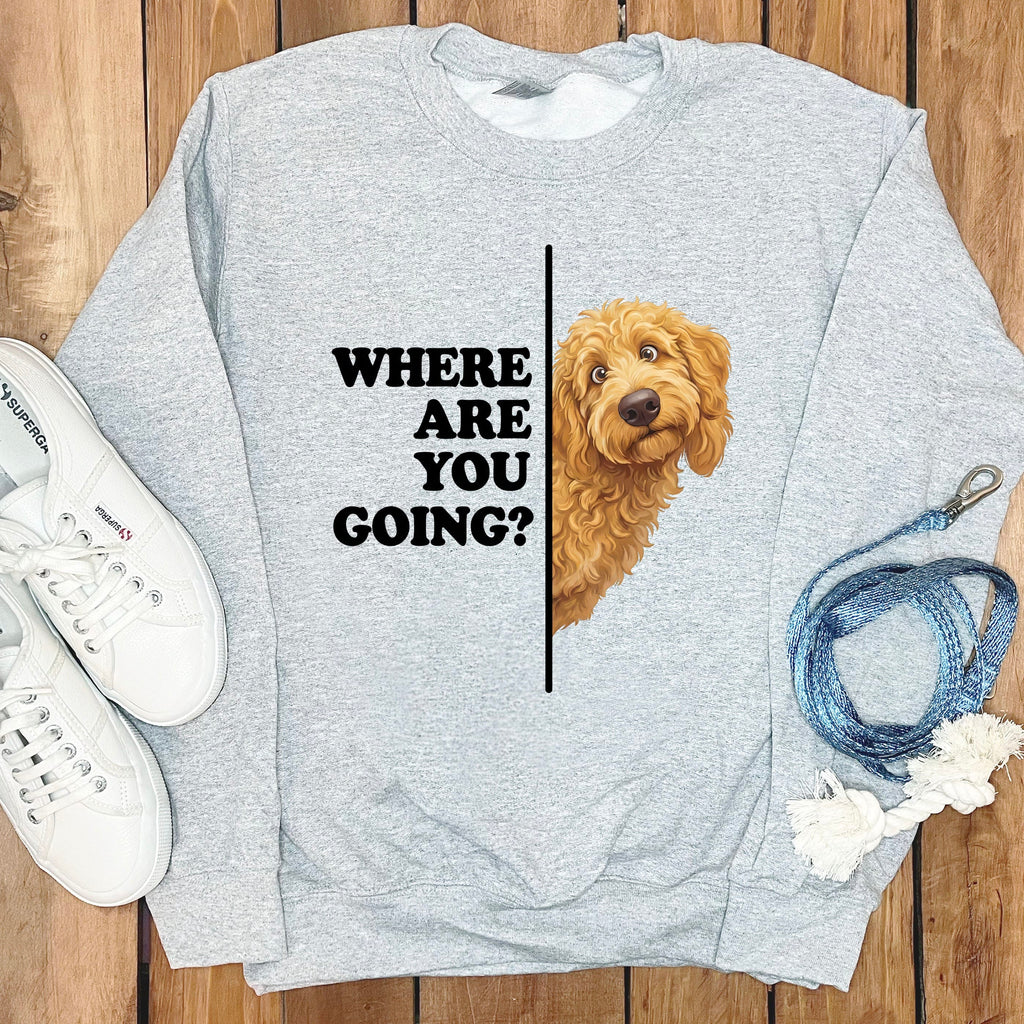Where Going Apricot Goldendoodle Sweatshirt in Sport Grey / S by Puppy Jo