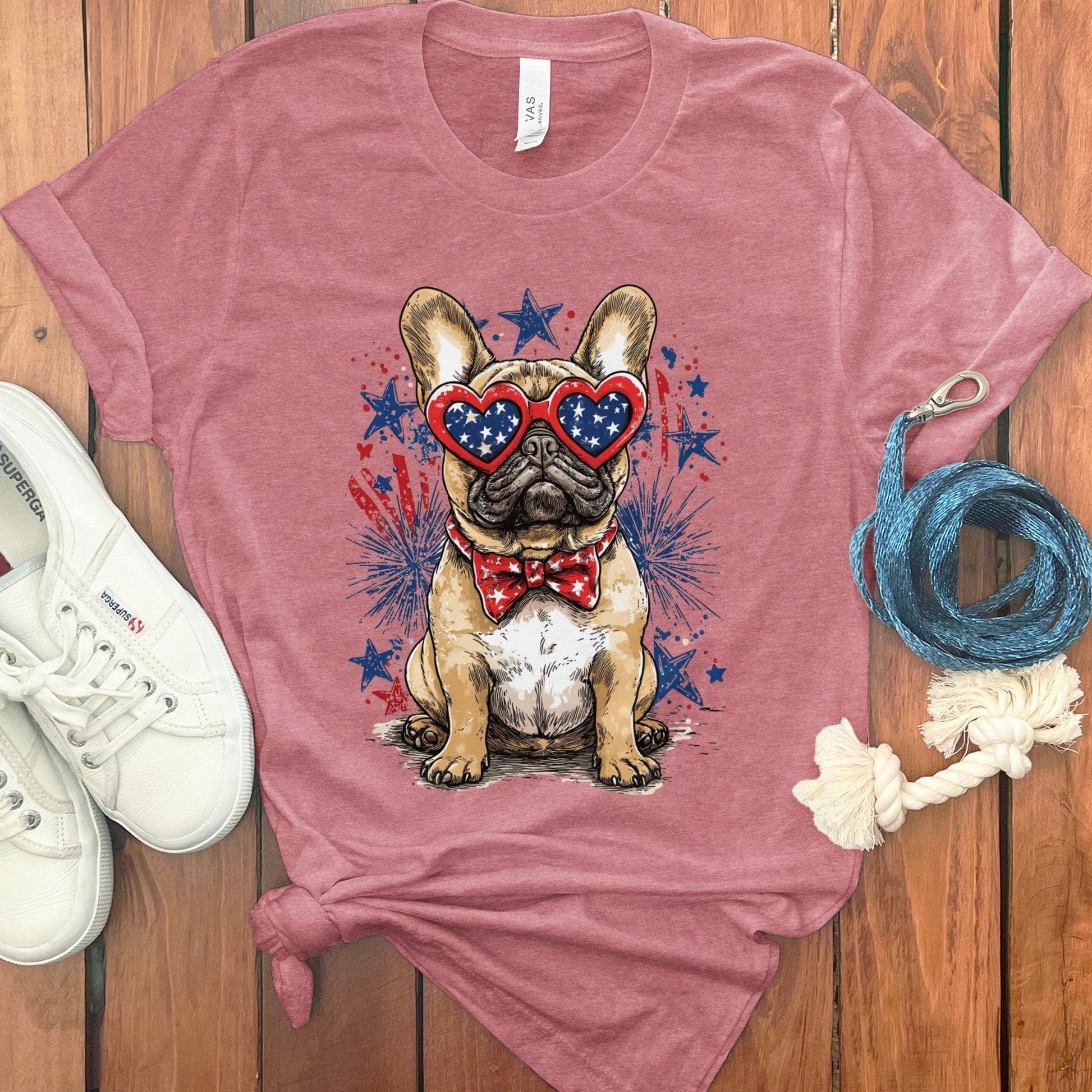 Patriotic Dog Wearing Heart Sunglasses T-Shirt product
