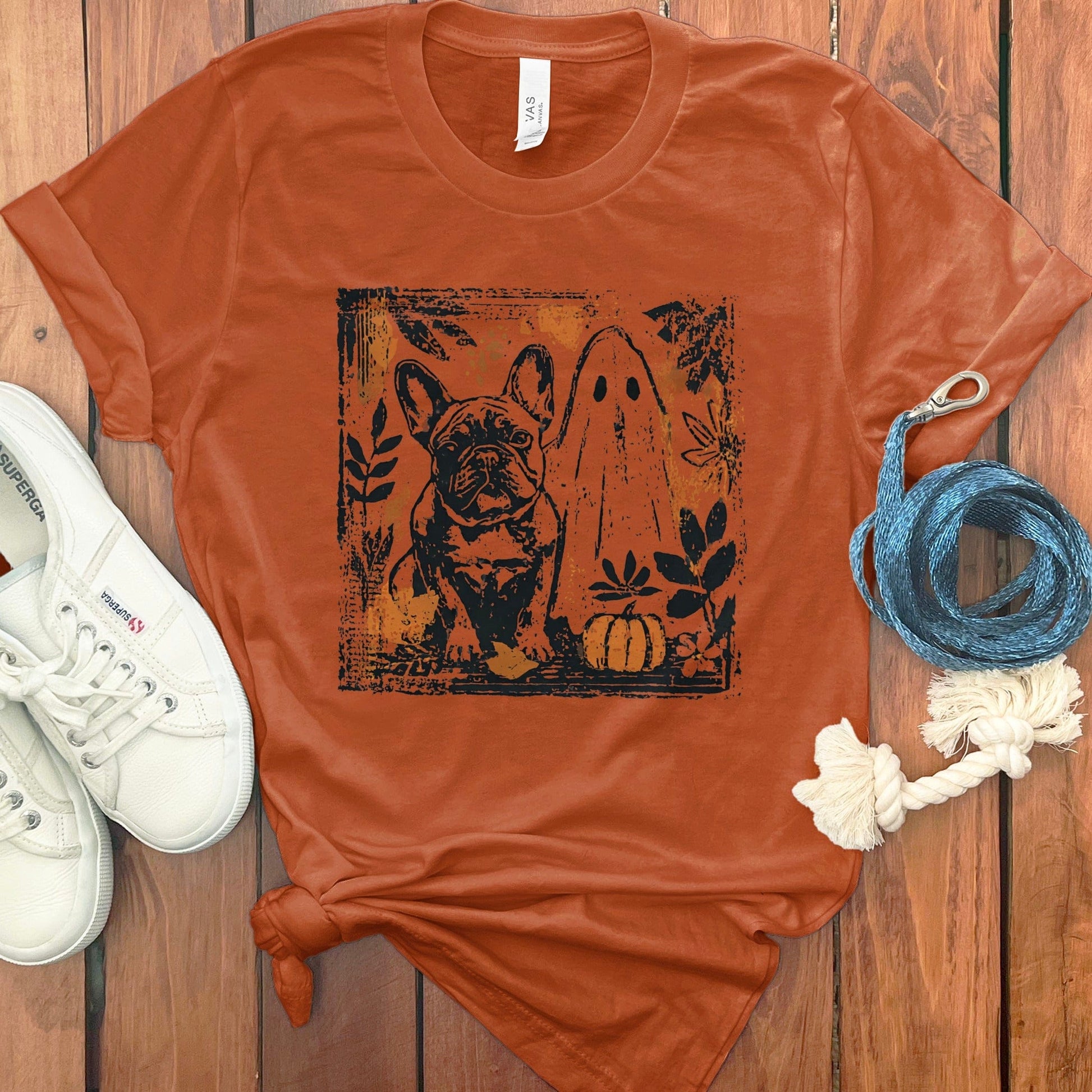 Halloween Ghost and French Bulldog Graphic T-Shirt product