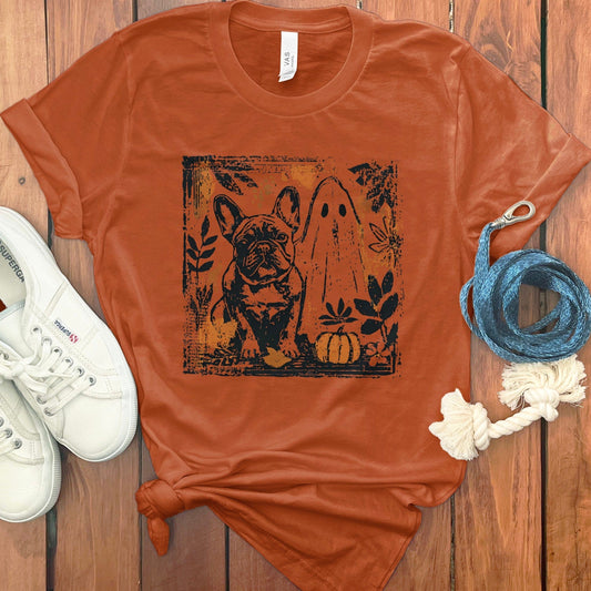 Halloween Ghost and French Bulldog Graphic T-Shirt product