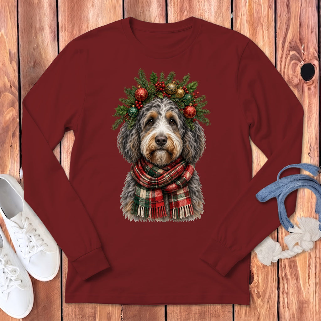 Aussiedoodle Holiday Crown Long Sleeve T-Shirt in Cardinal / S by MyDesigns