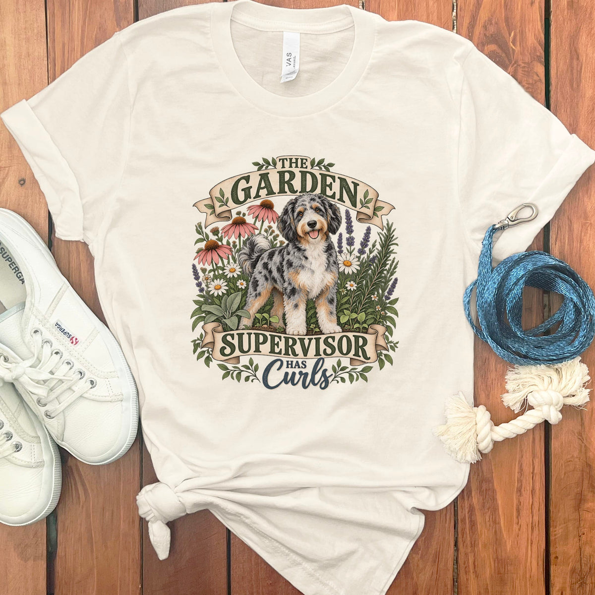 Aussiedoodle Garden Supervisor T-Shirt in Natural / S by Puppy Jo