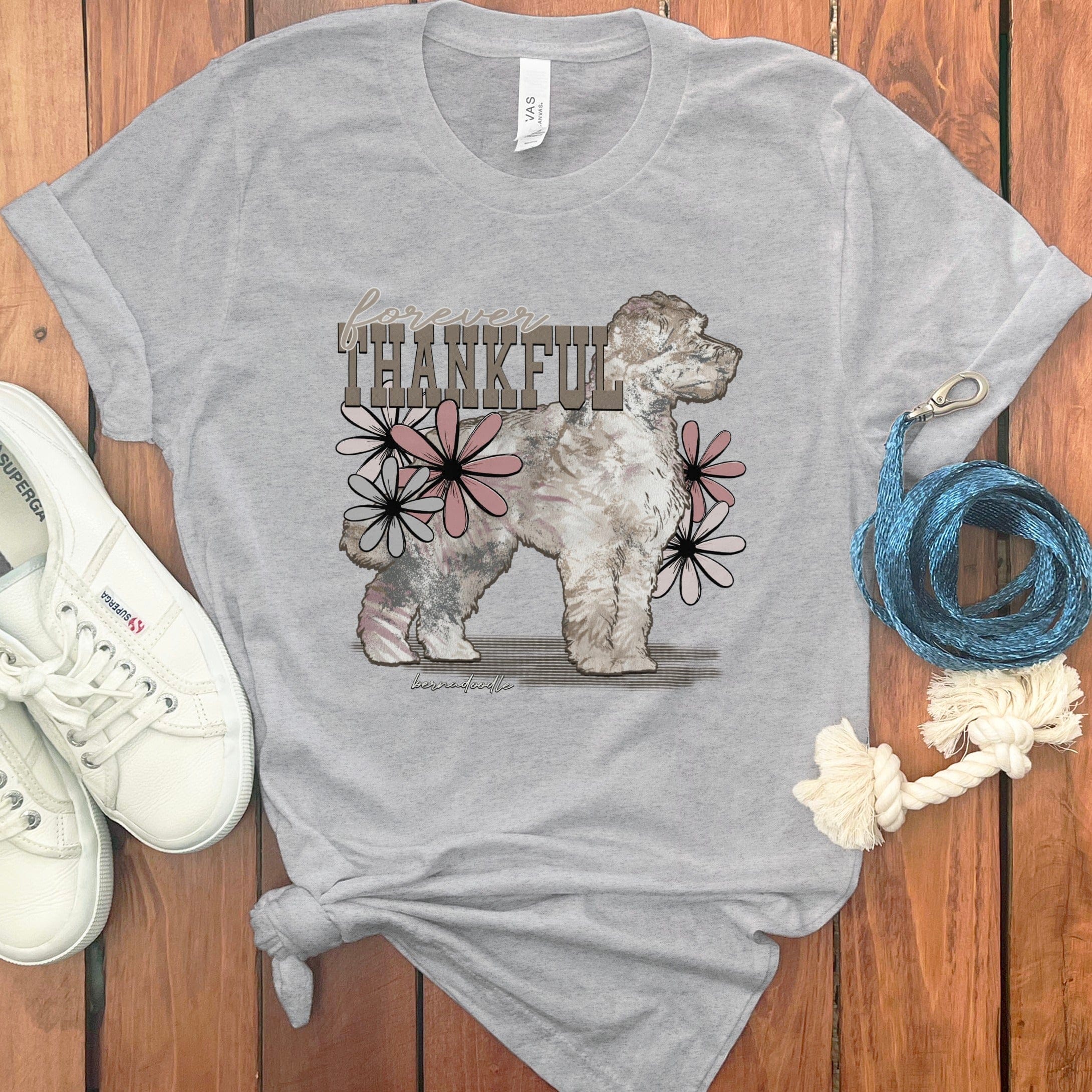 Forever Thankful Floral Dog Graphic T-Shirt