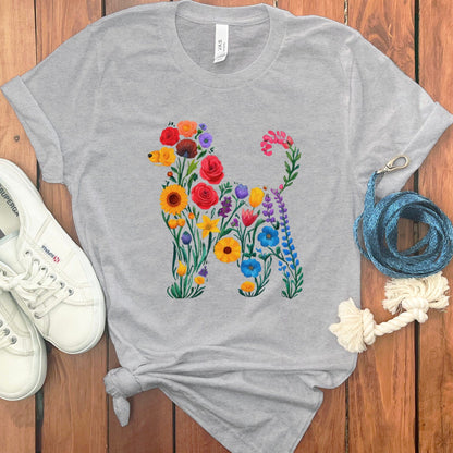 Colorful Floral Dog Graphic T-Shirt Casual Product