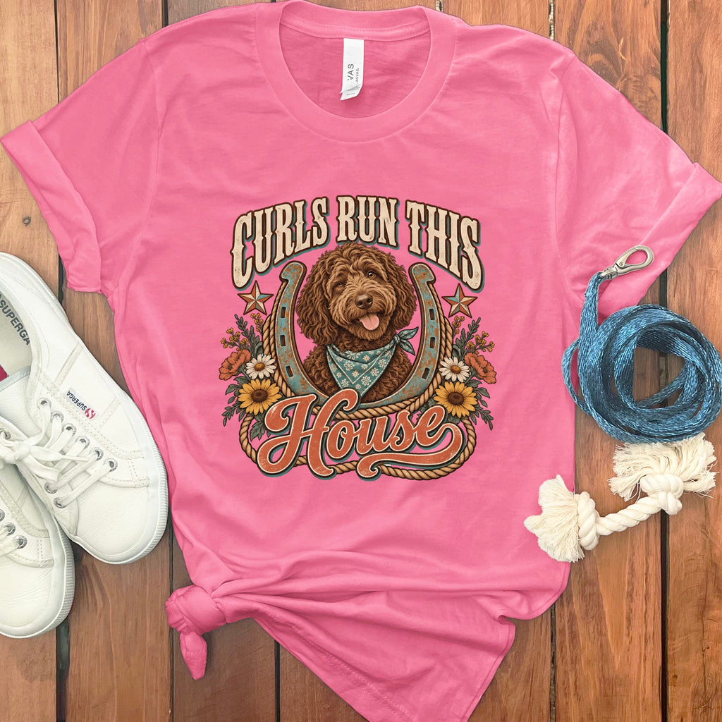 Curls House Doodle T-Shirt in Charity Pink / S by Puppy Jo