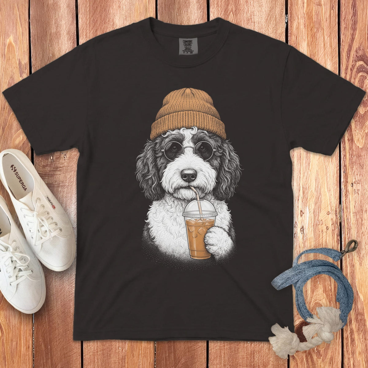 Sheepadoodle Ice Latte Signature T-Shirt in Graphite / S by Puppy Jo