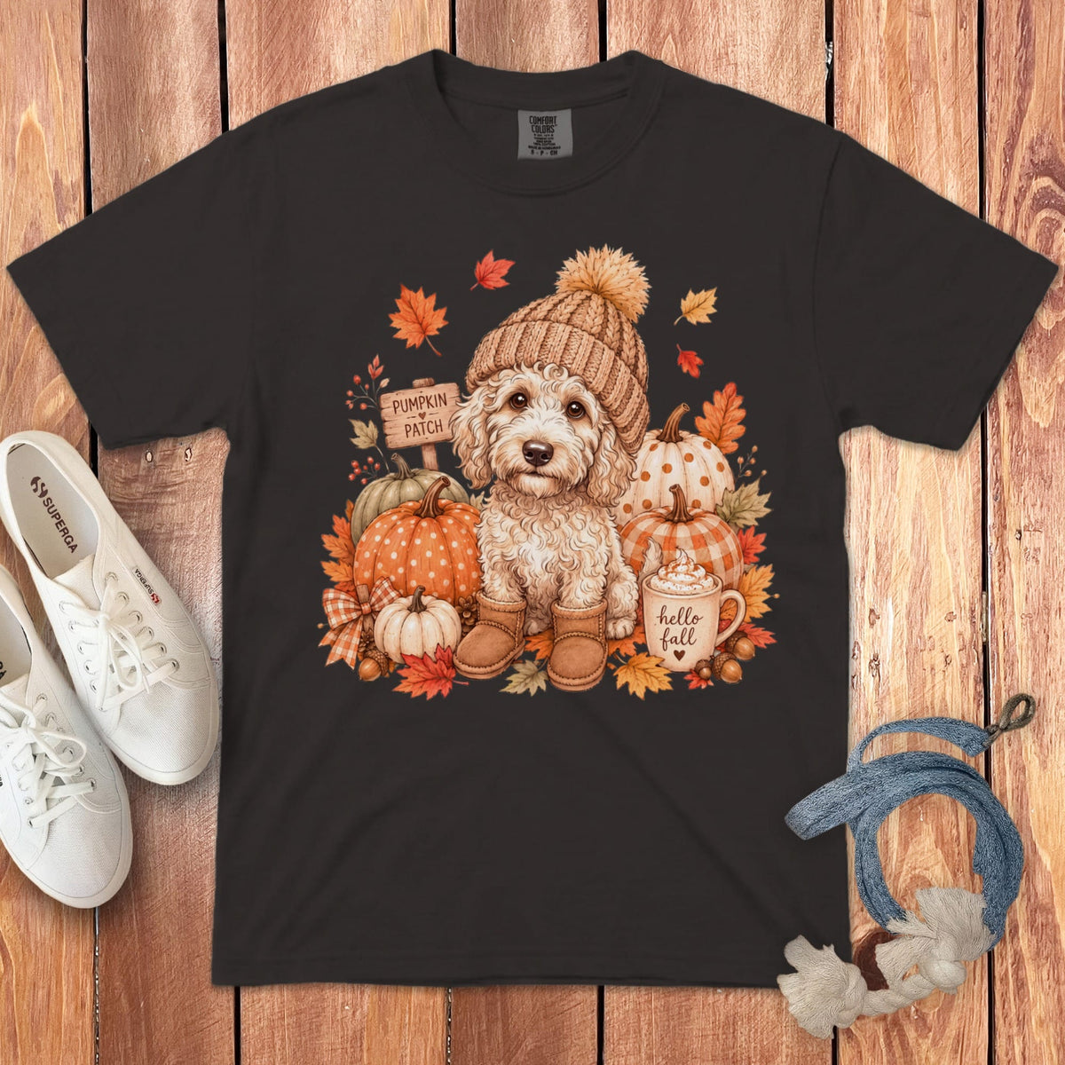 Maltipoo Pumpkin Patch Signature T-Shirt in Graphite / S by Puppy Jo