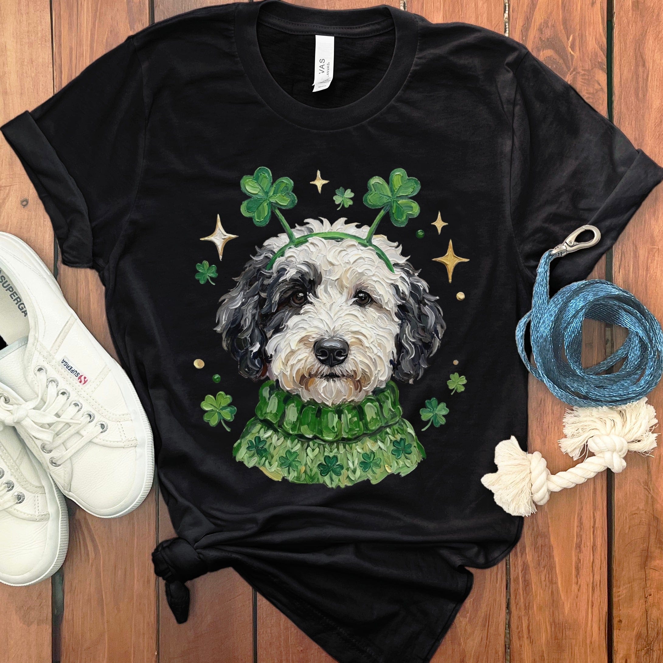 Cute Dog with Shamrocks St Patrick's Day T-Shirt