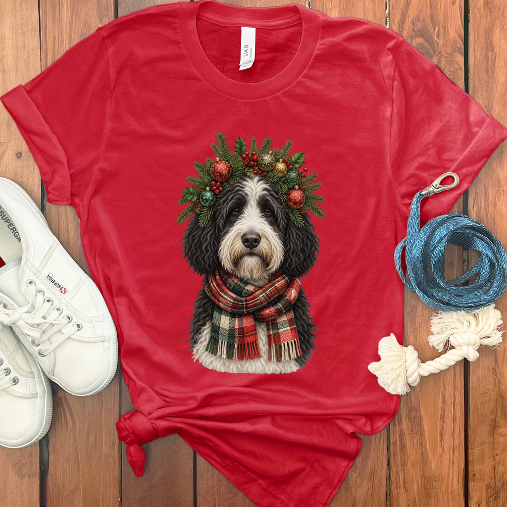 Sheepadoodle Holiday Crown T-Shirt in Red / S by Puppy Jo