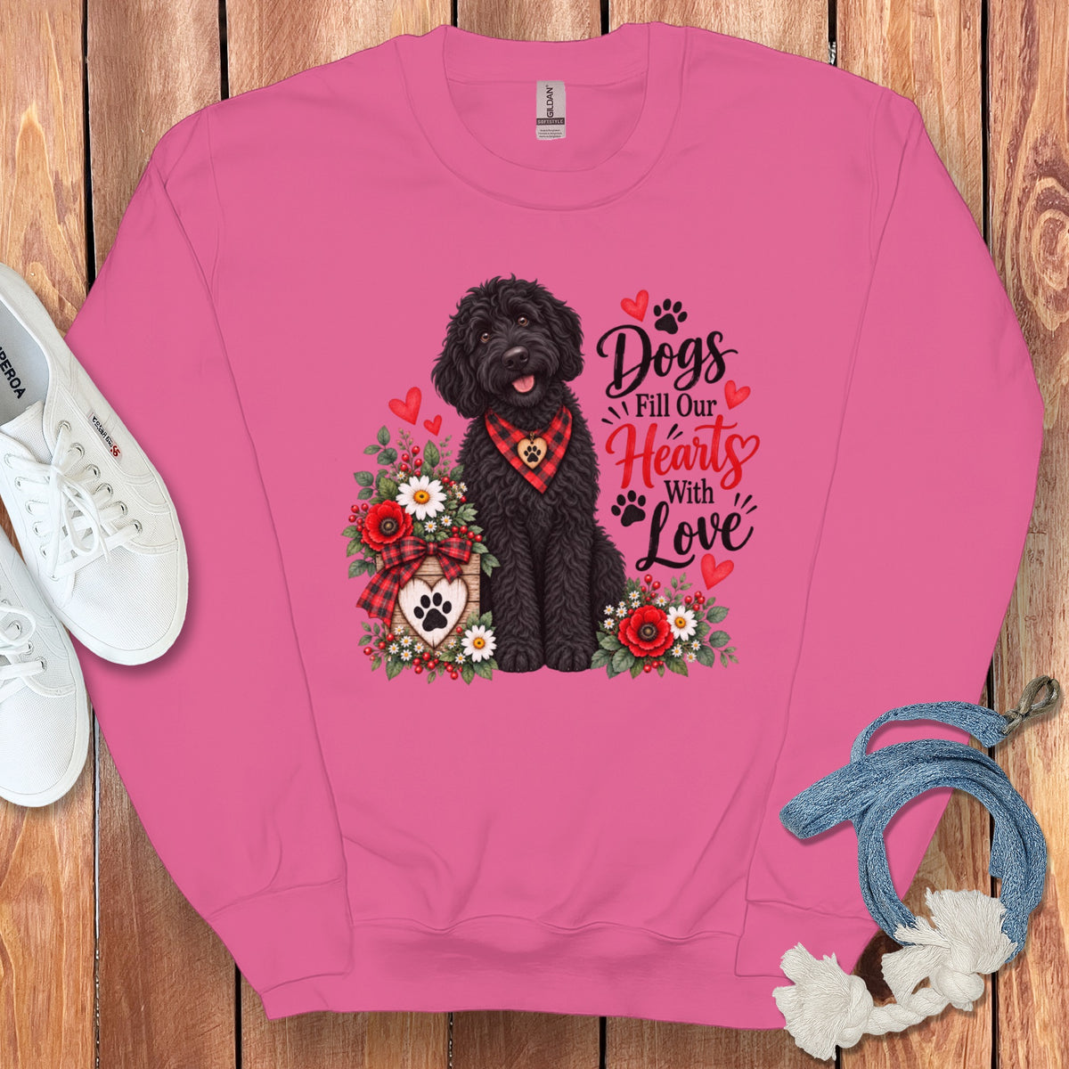 Black Goldendoodle Hearts Love Sweatshirt