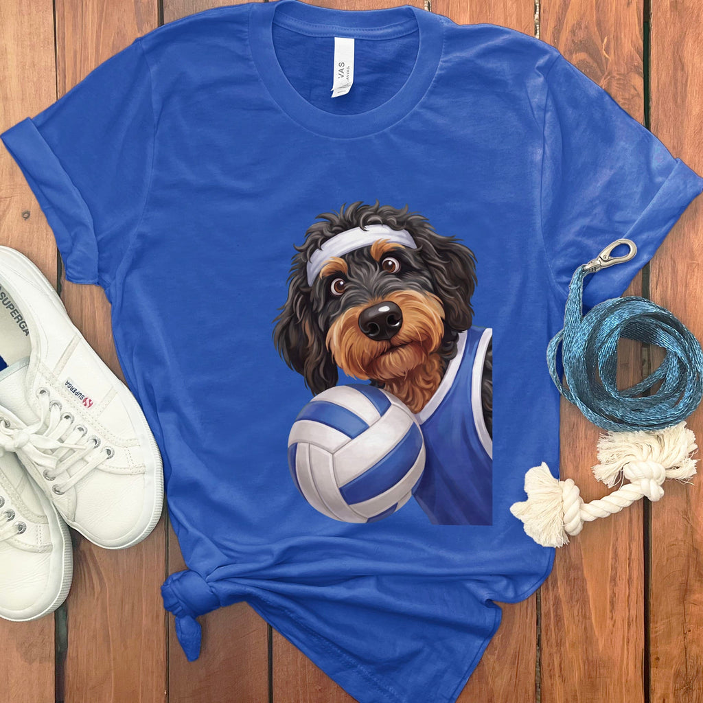 Phantom Goldendoodle Volleyball Player T-Shirt in True Royal / S by Puppy Jo