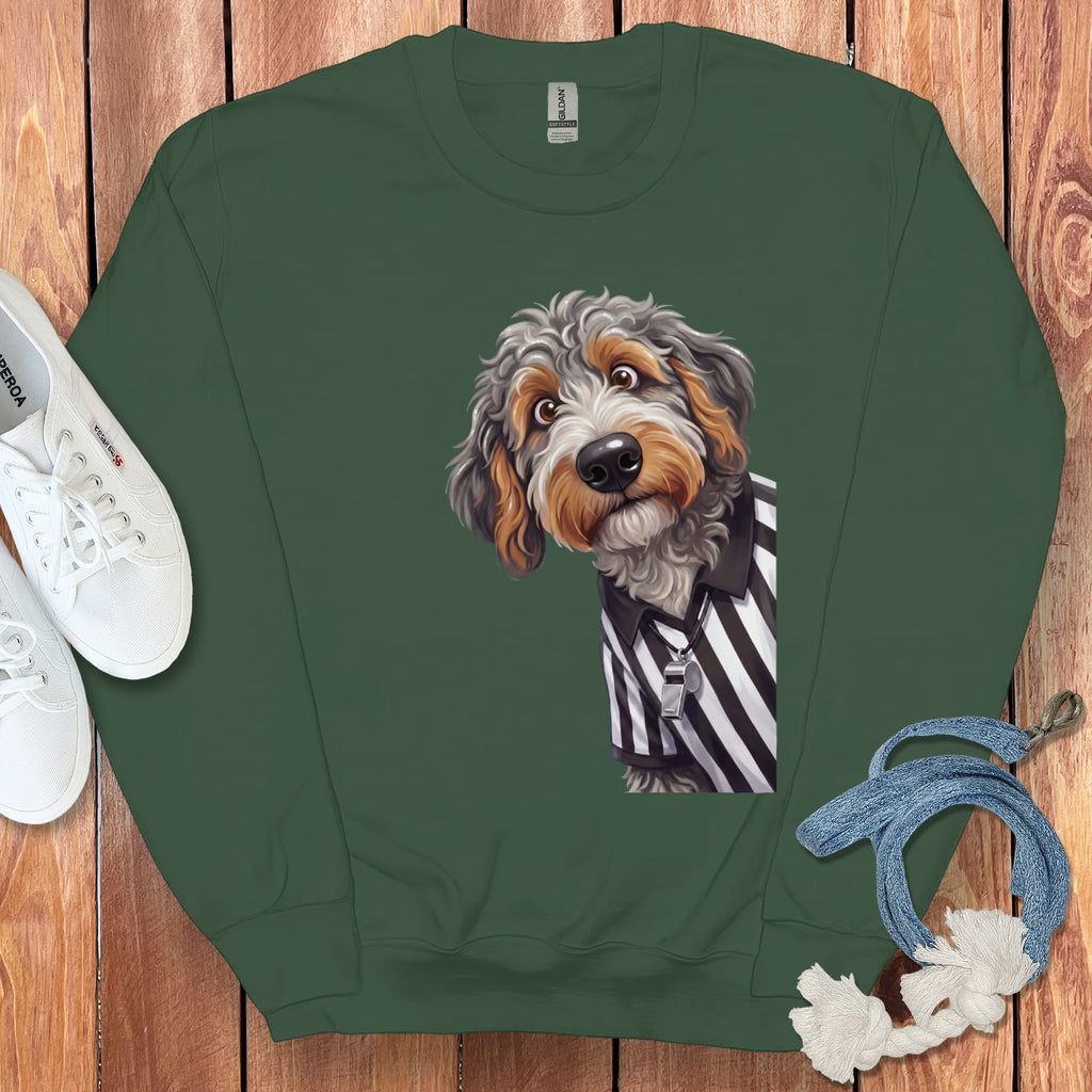 Aussiedoodle Football Referee Sweatshirt in Forest Green / S by Puppy Jo