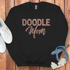Doodle Mom Glitter Lettering on Black Sweatshirt Product