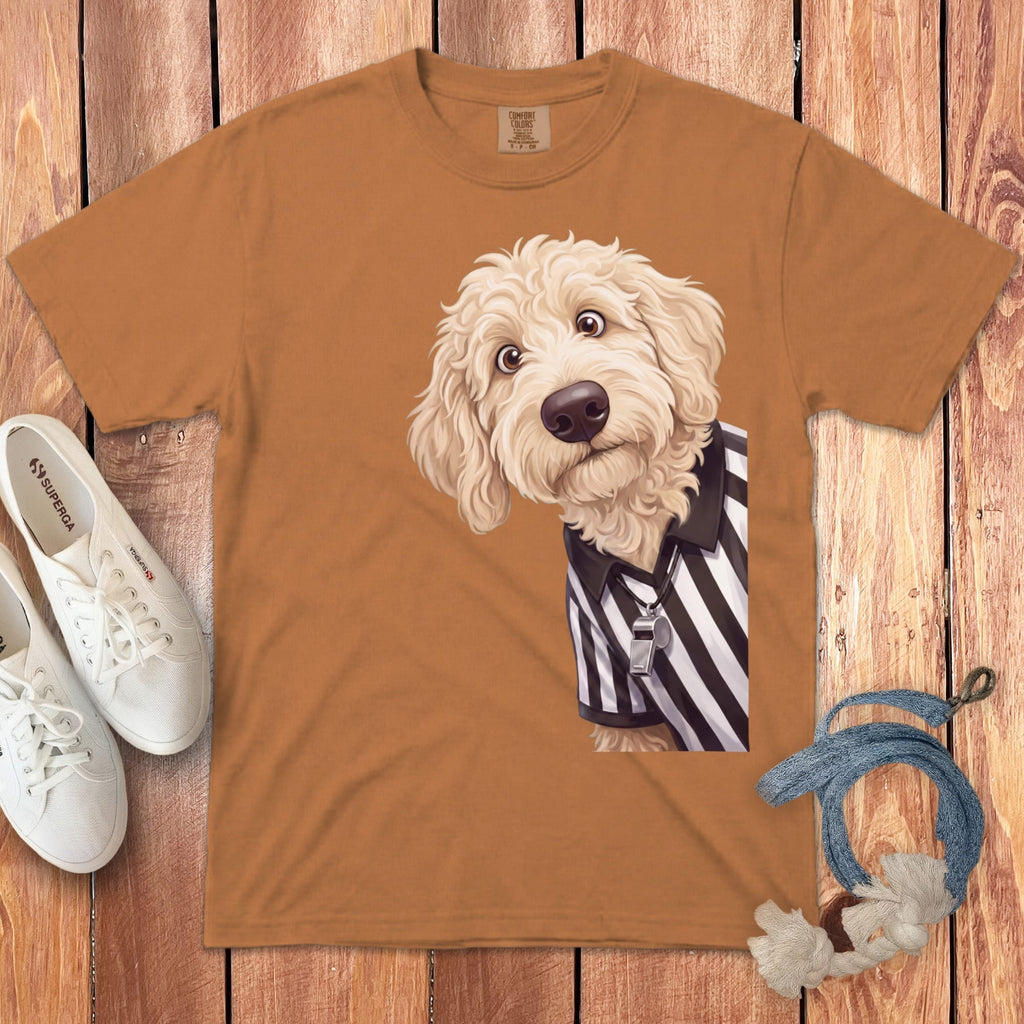 Cream Goldendoodle Football Referee Signature T-Shirt in Yam / S by Puppy Jo