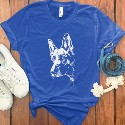Artistic Blue T-shirt Featuring Dog Design product type