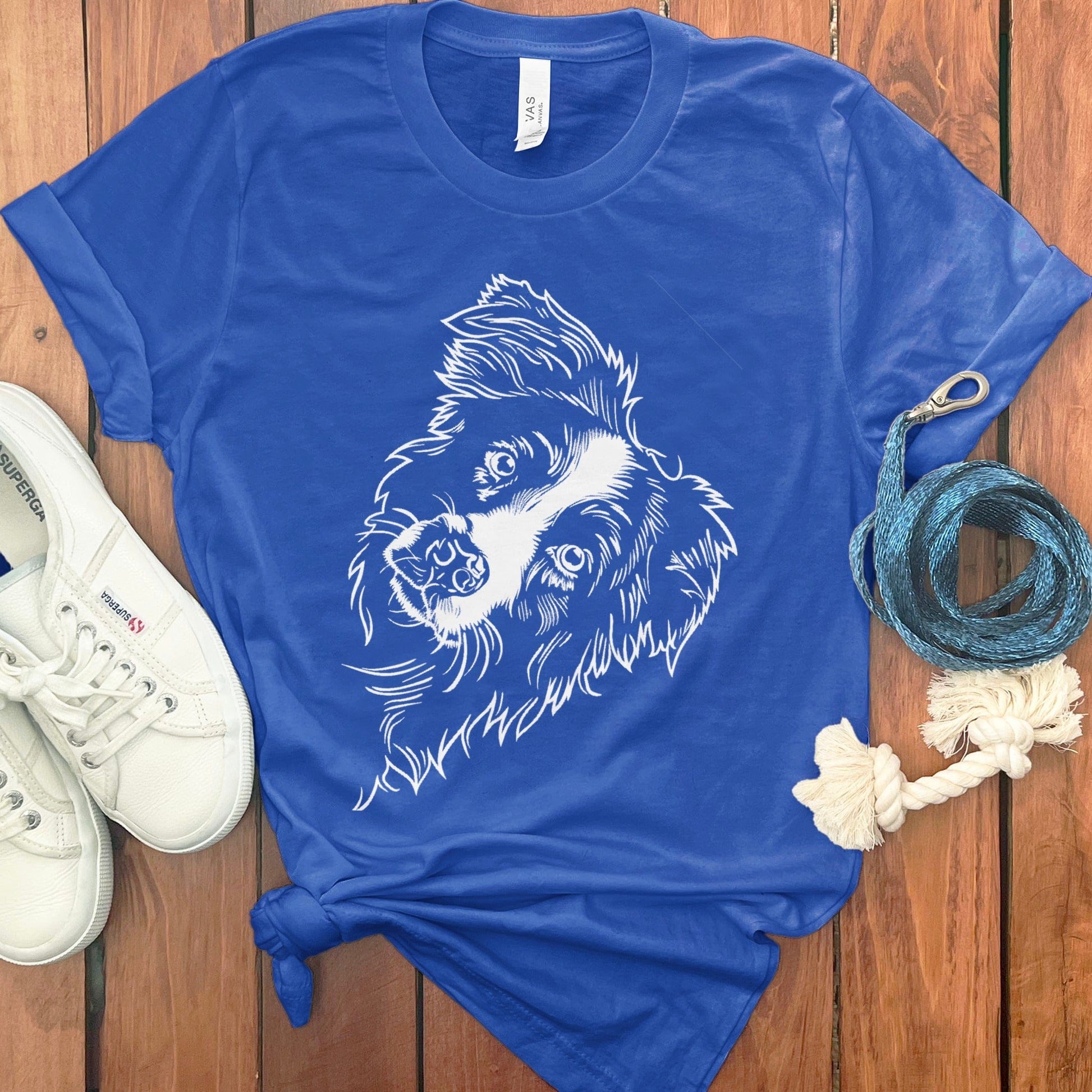 Cute Blue Shirt With Dog Outline Print T-shirt product