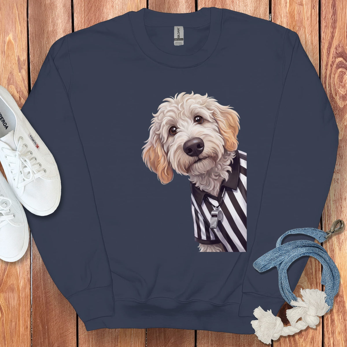 Maltipoo Football Referee Sweatshirt in Navy / S by Puppy Jo