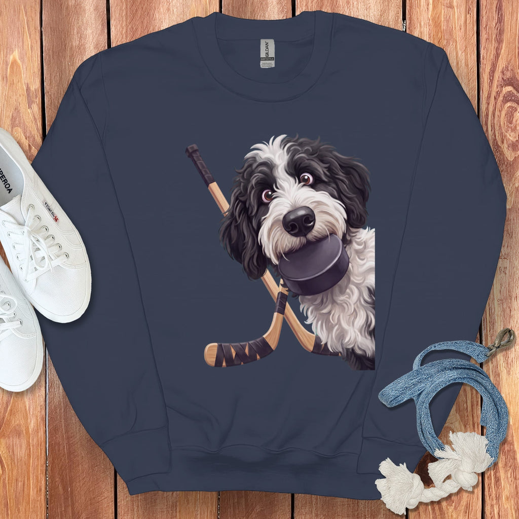 Sheepadoodle Hockey Sweatshirt in Navy / S by Puppy Jo