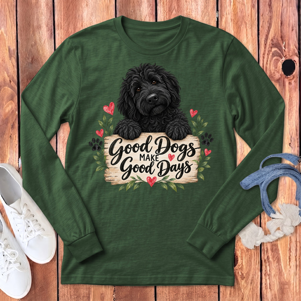 Black Goldendoodle Good Days Long Sleeve T-Shirt