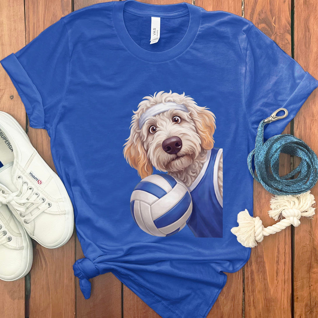 Maltipoo Volleyball Player T-Shirt in True Royal / S by Puppy Jo
