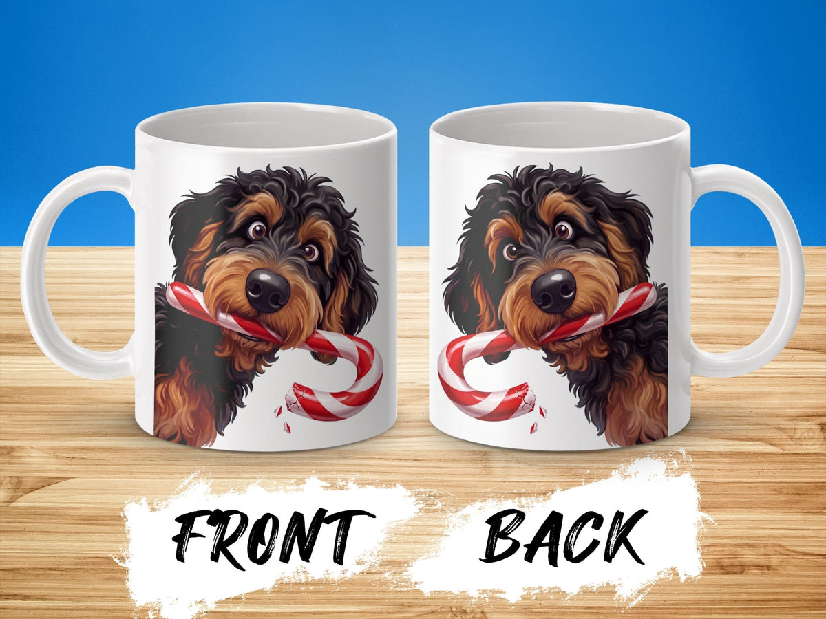 Phantom Goldendoodle Candy Cane Thief Mug in by Puppy Jo