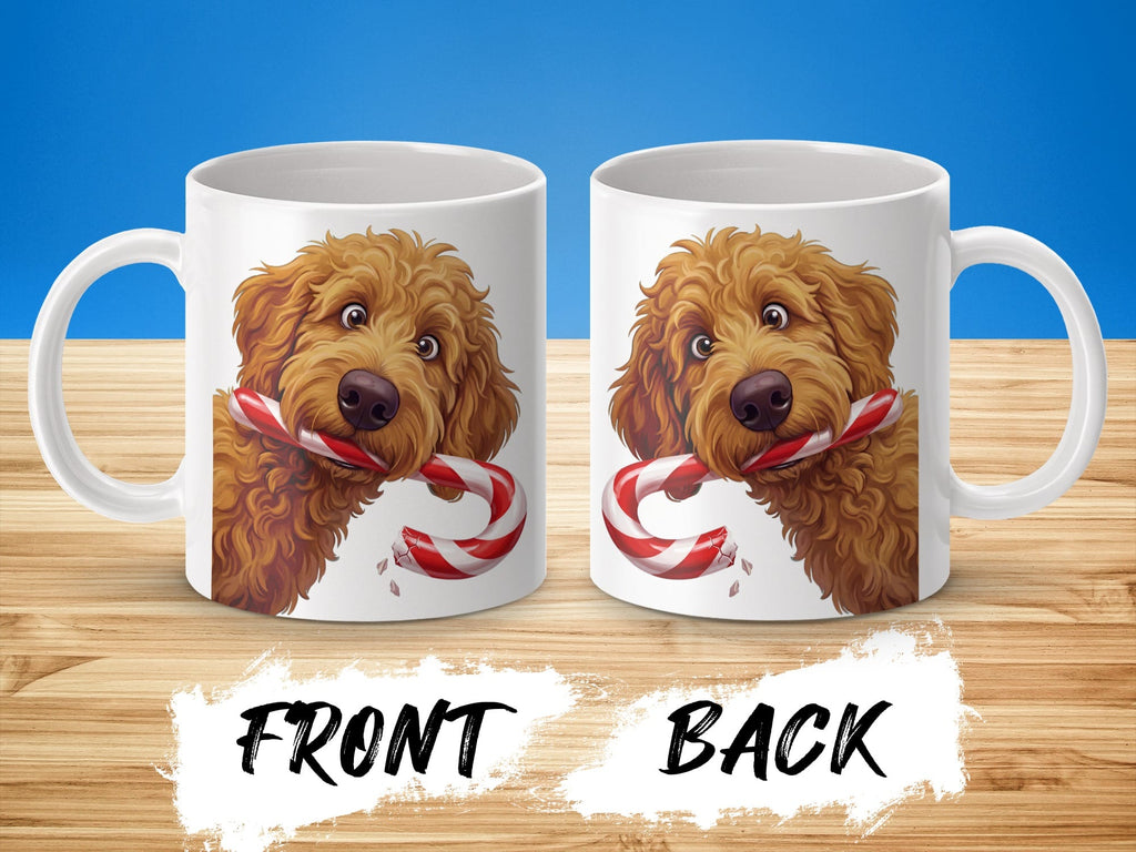Apricot Goldendoodle Candy Cane Thief Mug in by Puppy Jo