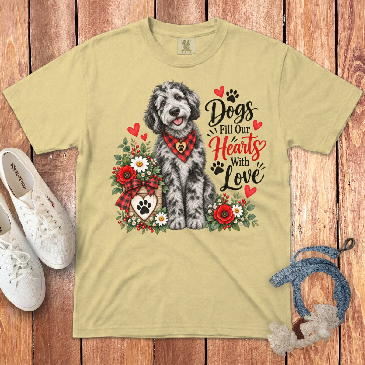 Merle Goldendoodle Hearts Love Signature T-Shirt