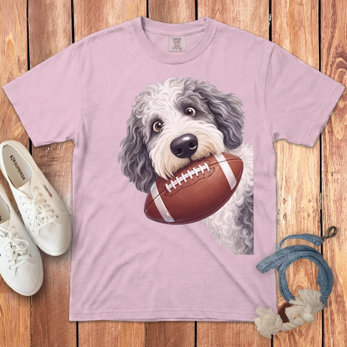 Sheepadoodle Football Signature T-Shirt in Blossom / S by Puppy Jo