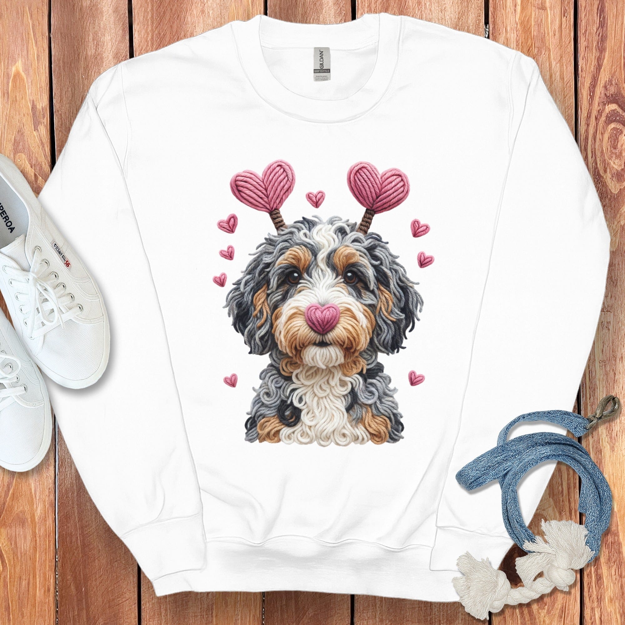 Dog with Heart Antlers Valentine's Sweatshirt