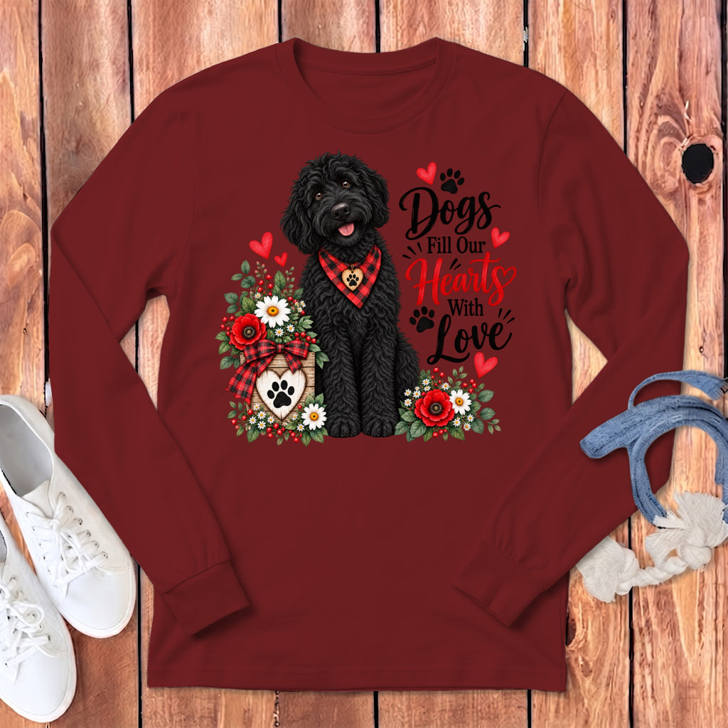 Black Goldendoodle Hearts Love Long Sleeve T-Shirt