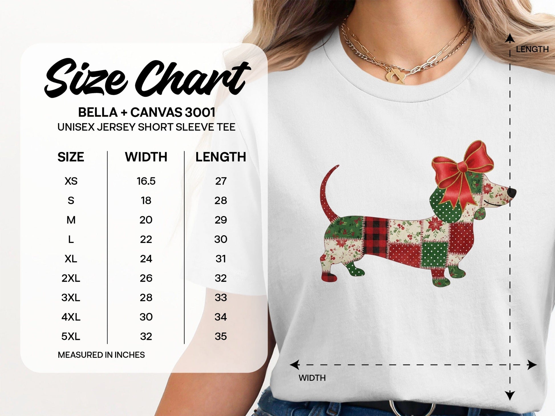 Festive Patchwork Dachshund Design Short Sleeve Tee product type