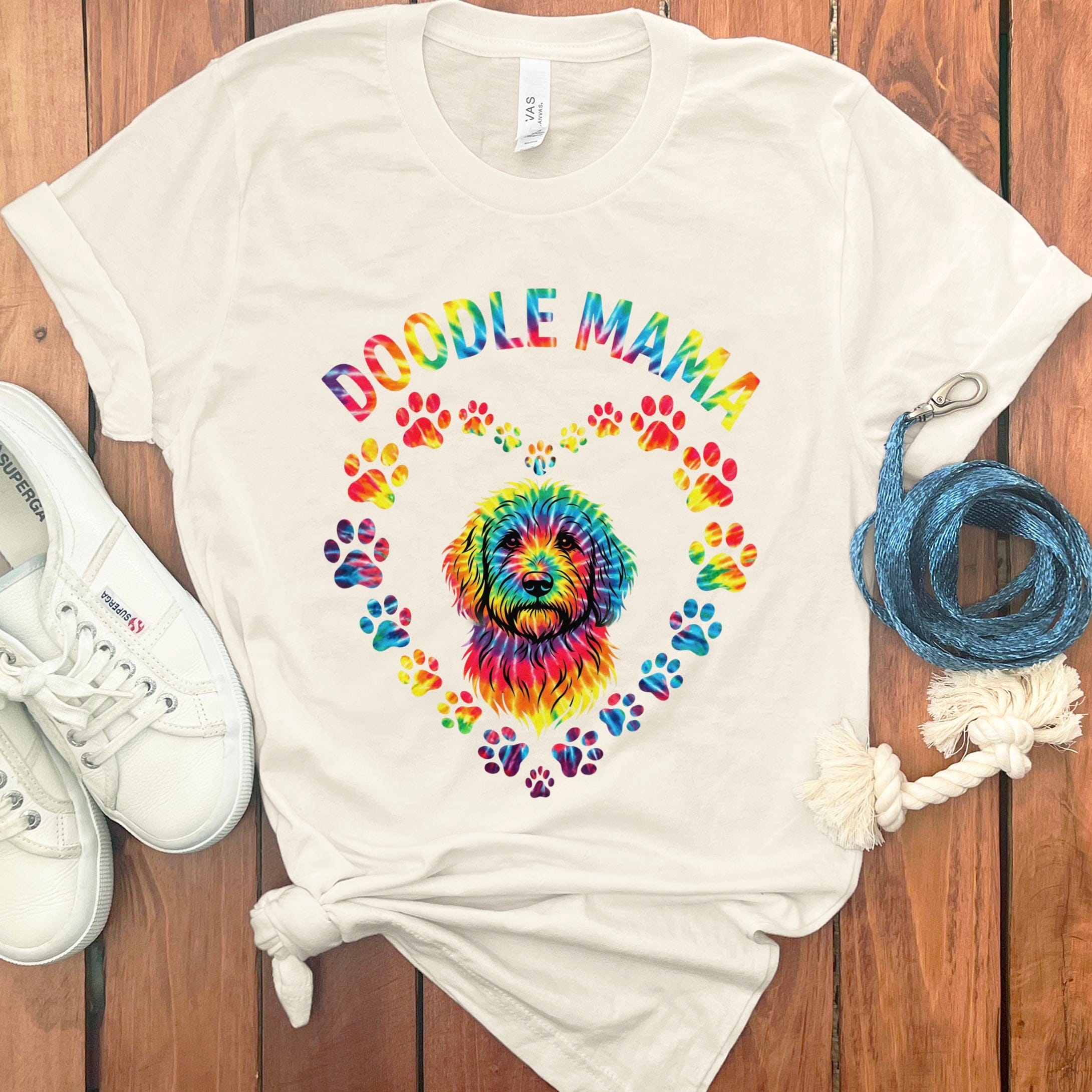 Colorful Doodle Mama Paw Heart Design T-shirt