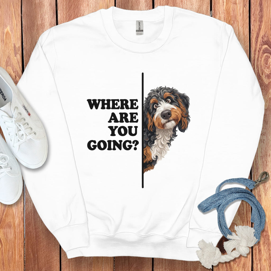 Where Going Bernedoodle Sweatshirt in White / S by Puppy Jo