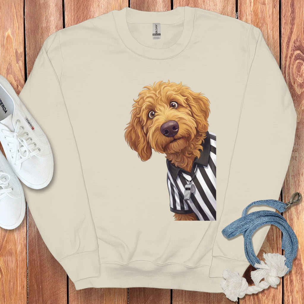 Apricot Goldendoodle Football Referee Sweatshirt in Sand / S by Puppy Jo