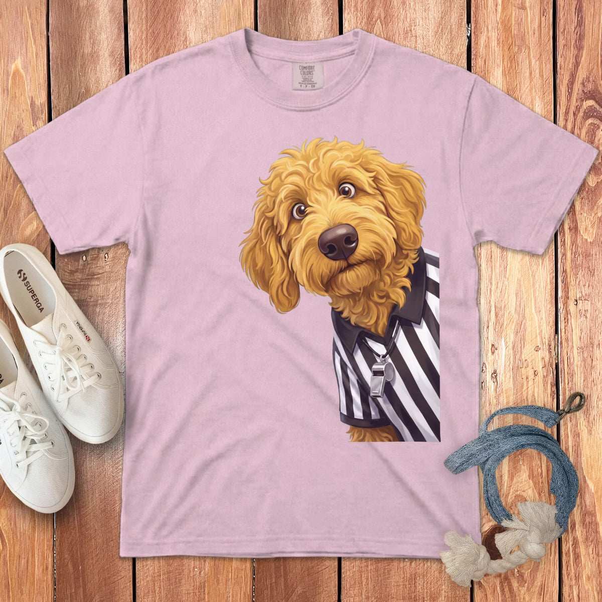 Golden Goldendoodle Football Referee Signature T-Shirt in Blossom / S by Puppy Jo