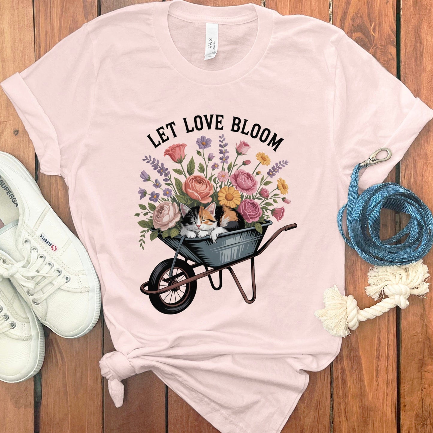 Let Love Bloom Floral Cat Graphic Shirt product