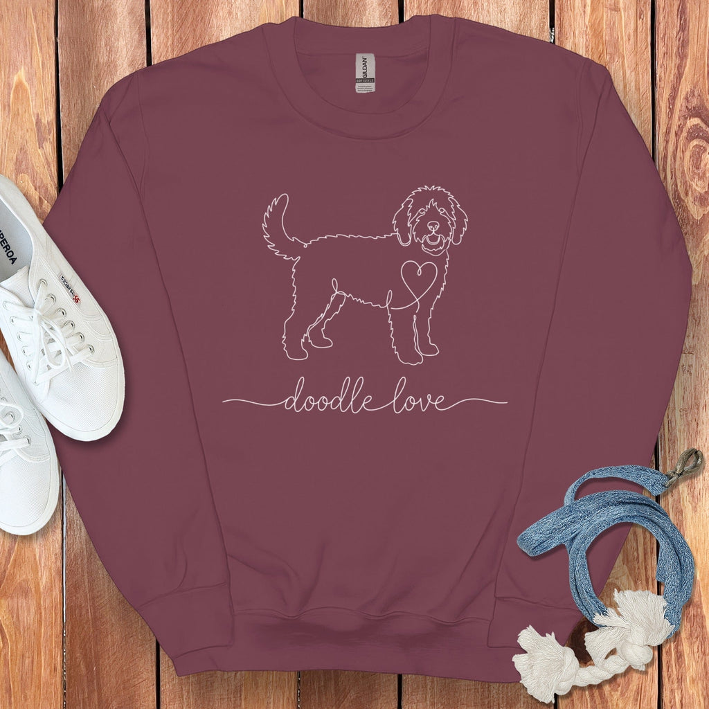 Doodle Love Graphic Sweatshirt with Dog Illustration