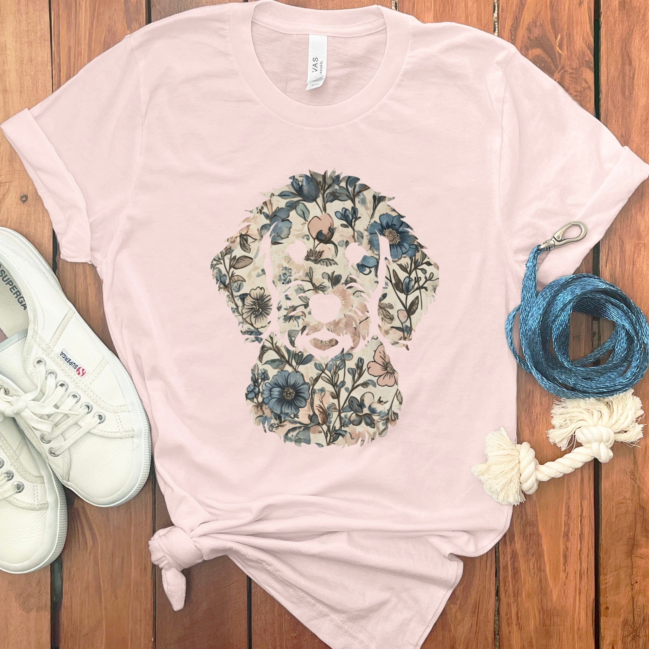Floral Dog Design T-Shirt Perfect For Dog Lovers